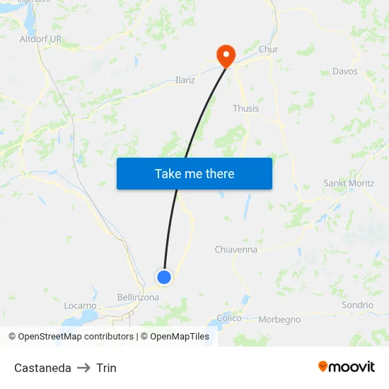 Castaneda to Trin map