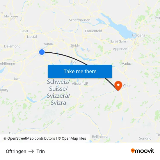 Oftringen to Trin map