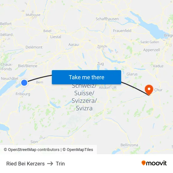 Ried Bei Kerzers to Trin map