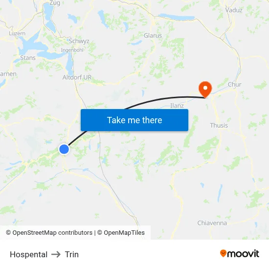 Hospental to Trin map