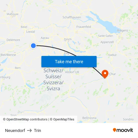 Neuendorf to Trin map