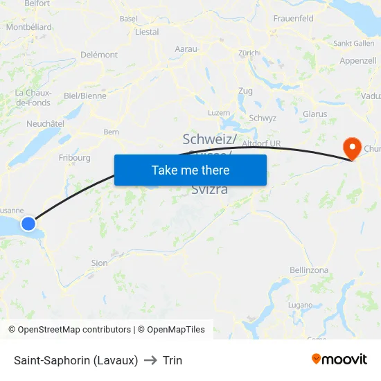 Saint-Saphorin (Lavaux) to Trin map
