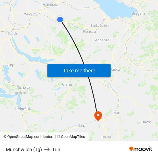Münchwilen (Tg) to Trin map