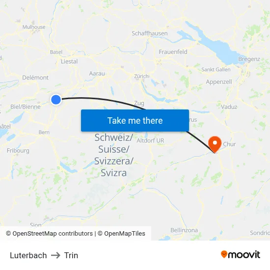 Luterbach to Trin map