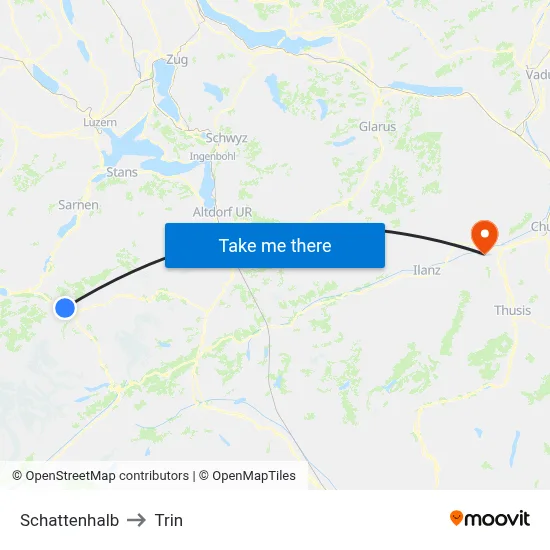 Schattenhalb to Trin map