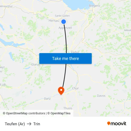 Teufen (Ar) to Trin map