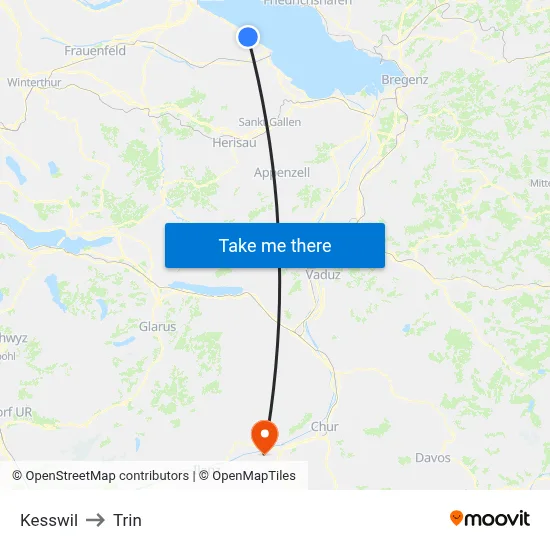 Kesswil to Trin map