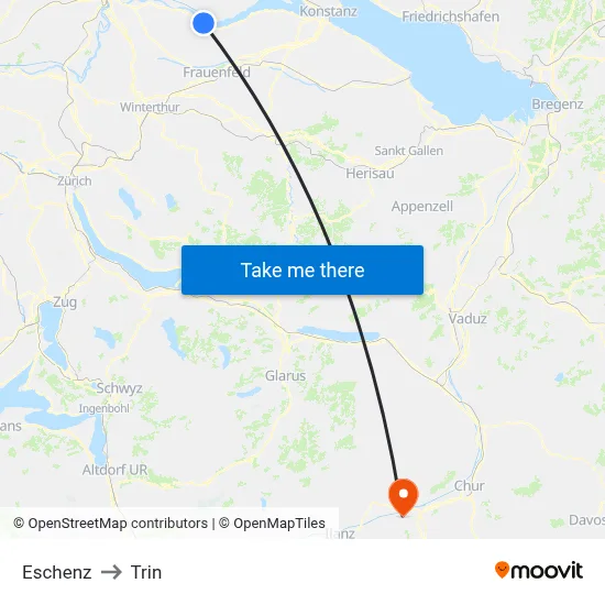 Eschenz to Trin map
