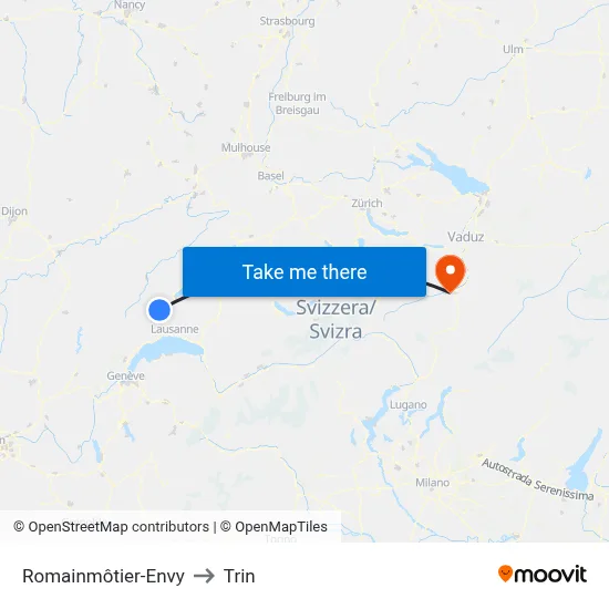 Romainmôtier-Envy to Trin map
