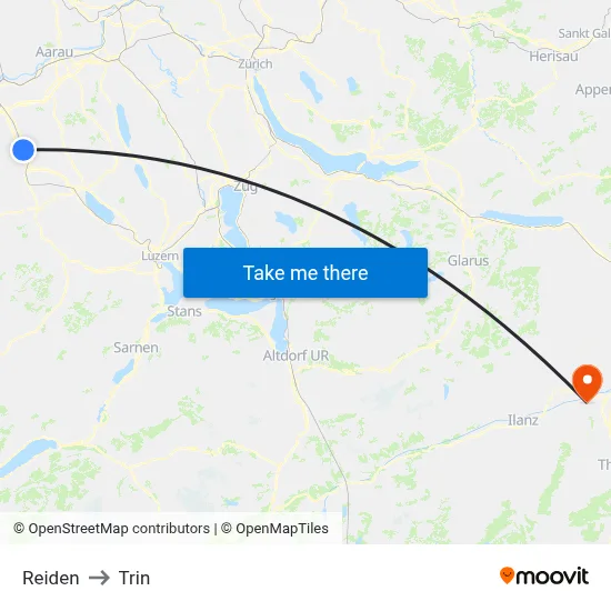 Reiden to Trin map