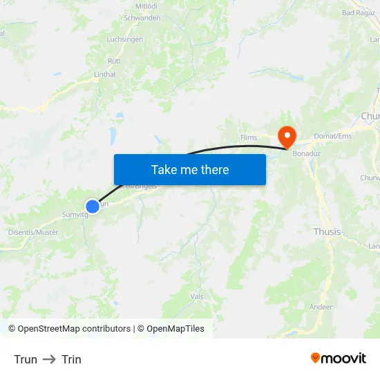 Trun to Trin map