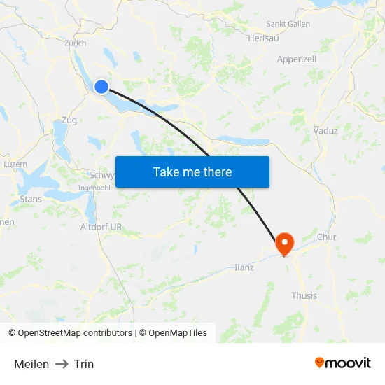 Meilen to Trin map