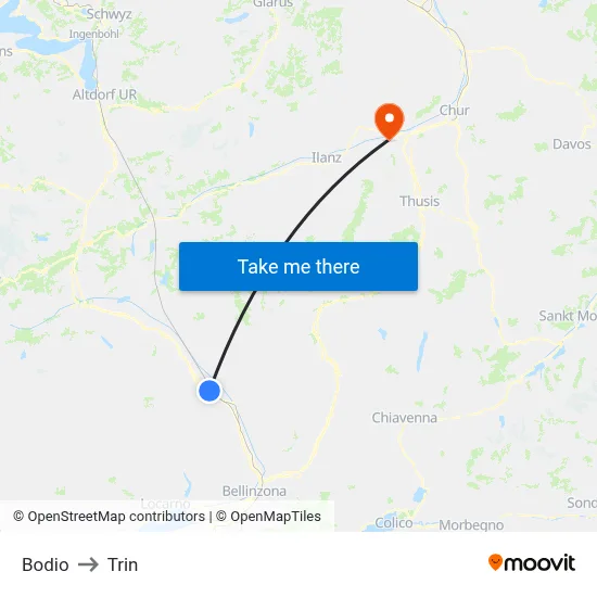 Bodio to Trin map