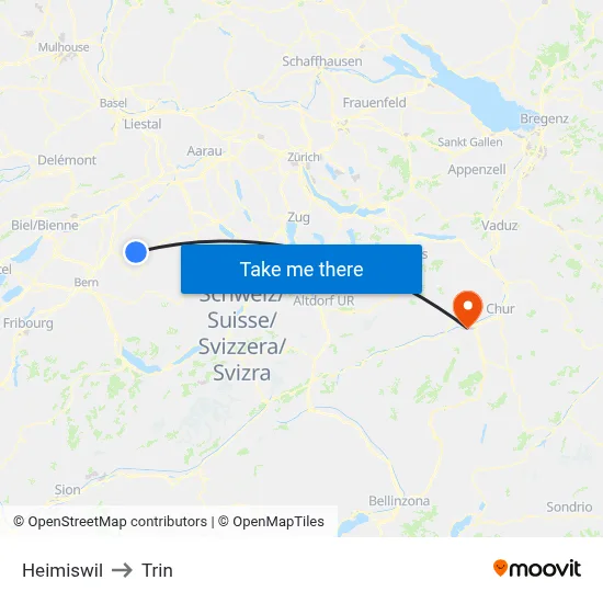 Heimiswil to Trin map
