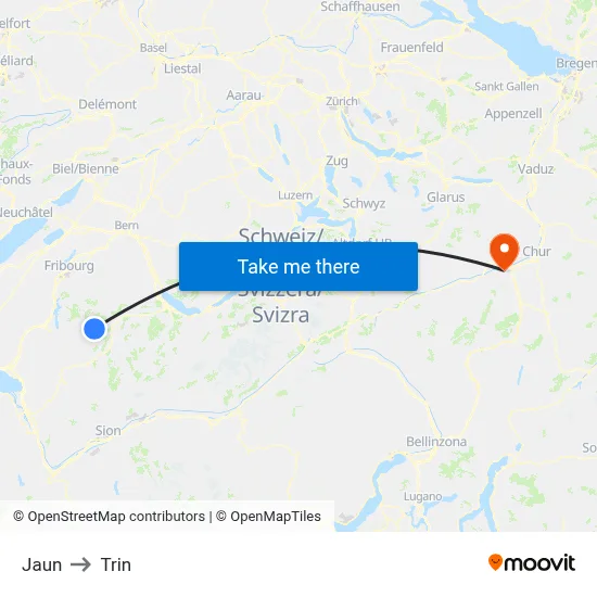 Jaun to Trin map