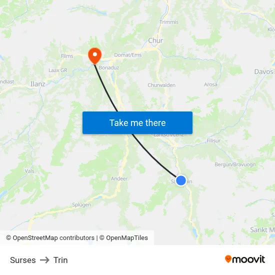 Surses to Trin map