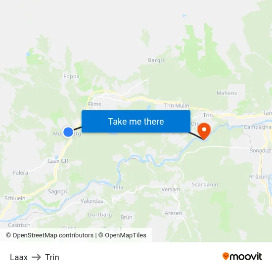Laax to Trin map