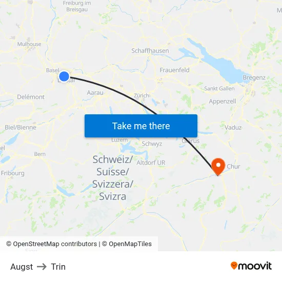 Augst to Trin map