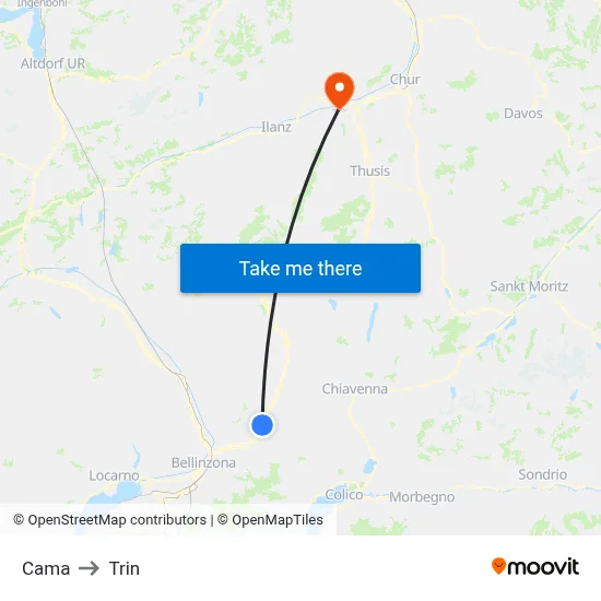 Cama to Trin map
