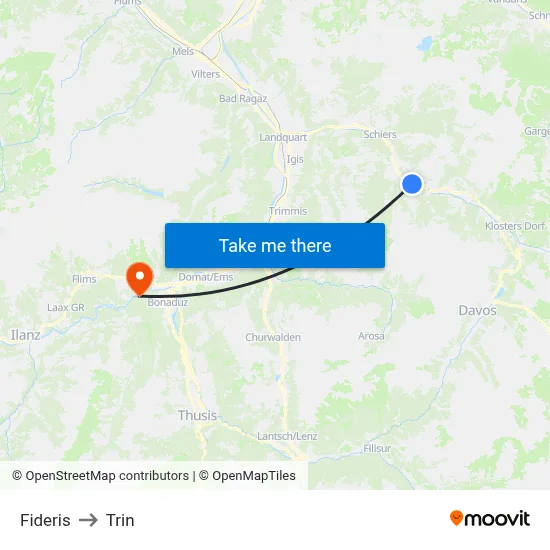 Fideris to Trin map