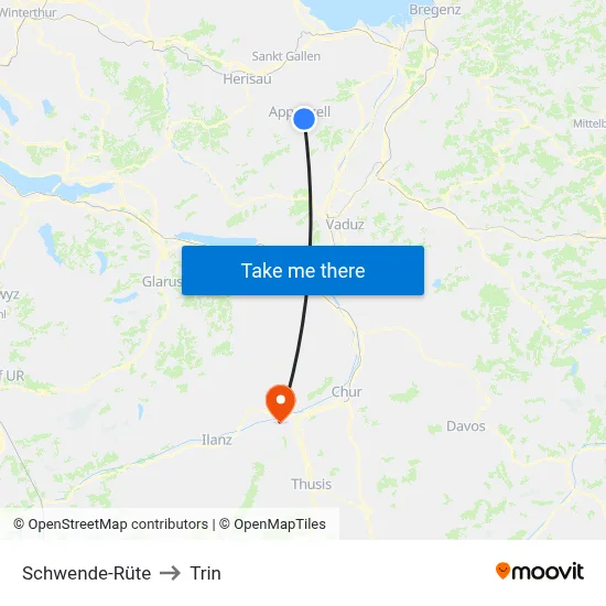 Schwende-Rüte to Trin map