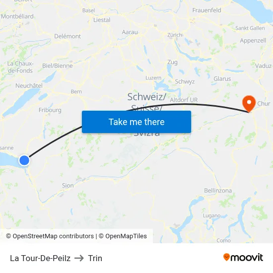 La Tour-De-Peilz to Trin map