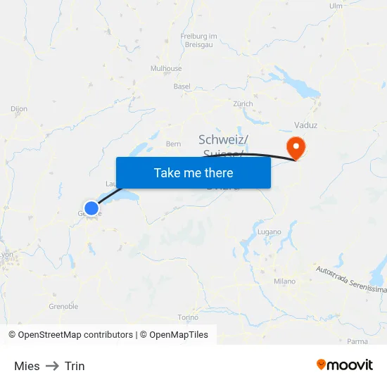 Mies to Trin map