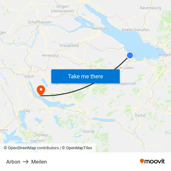 Arbon to Meilen map