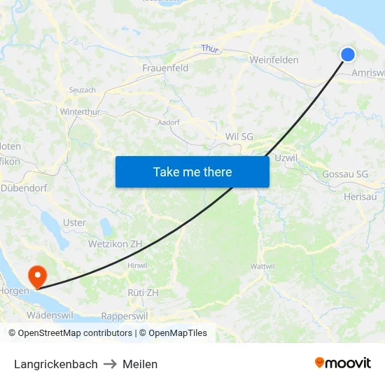 Langrickenbach to Meilen map