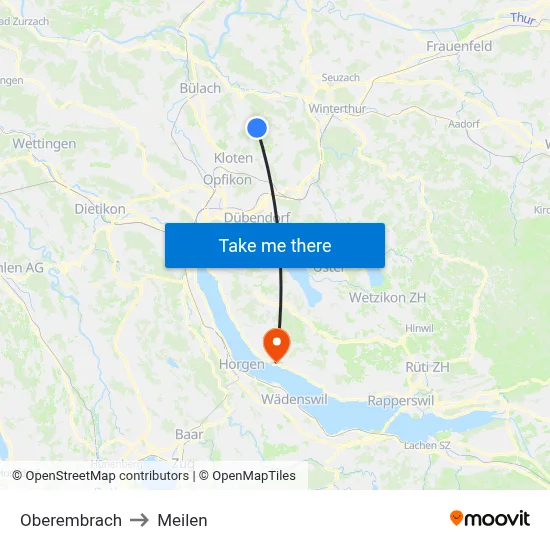 Oberembrach to Meilen map