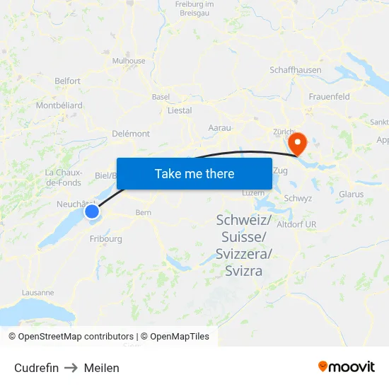 Cudrefin to Meilen map