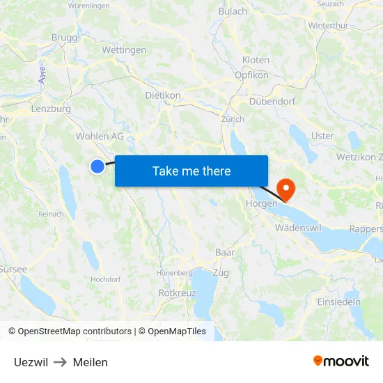 Uezwil to Meilen map