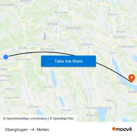 Obergösgen to Meilen map
