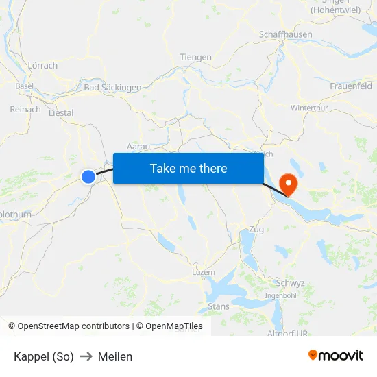 Kappel (So) to Meilen map