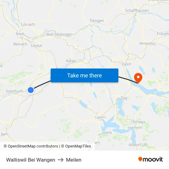 Walliswil Bei Wangen to Meilen map