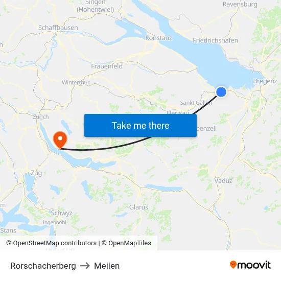Rorschacherberg to Meilen map