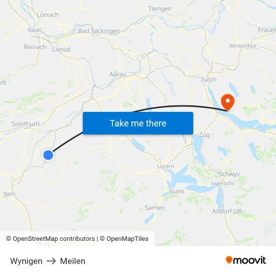 Wynigen to Meilen map
