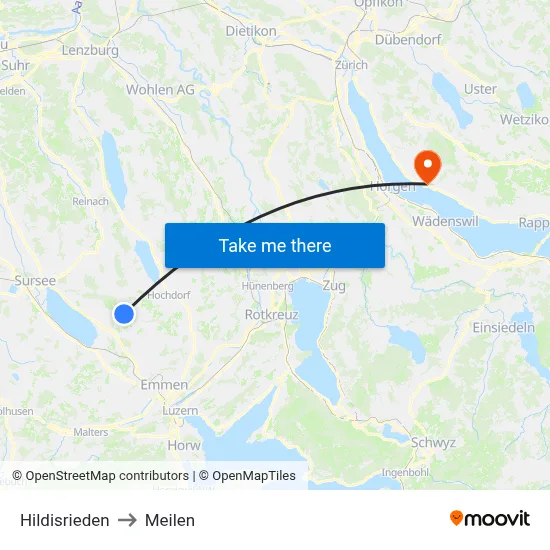 Hildisrieden to Meilen map