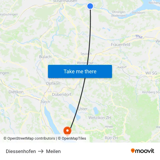 Diessenhofen to Meilen map