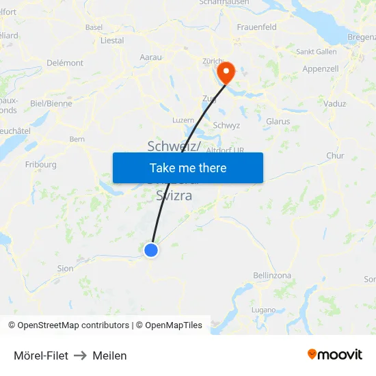 Mörel-Filet to Meilen map