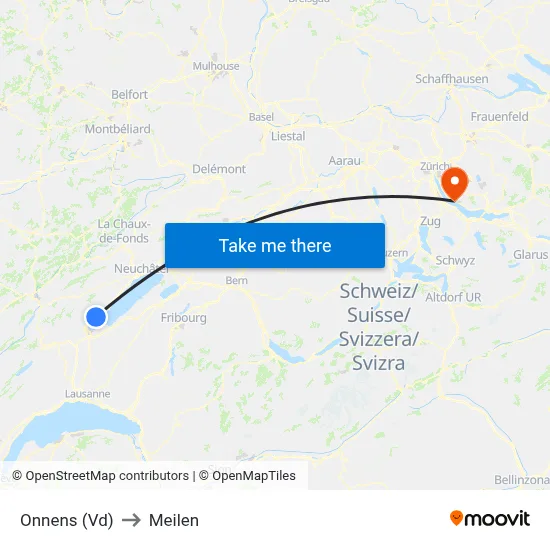 Onnens (Vd) to Meilen map