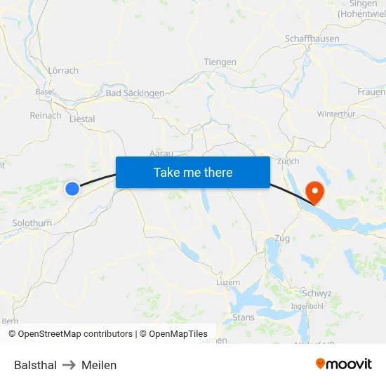 Balsthal to Meilen map