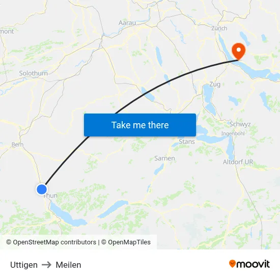 Uttigen to Meilen map