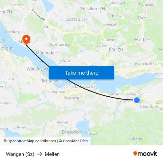 Wangen (Sz) to Meilen map