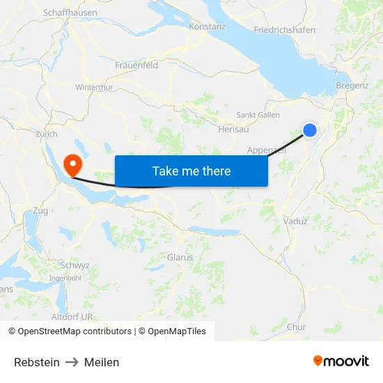 Rebstein to Meilen map