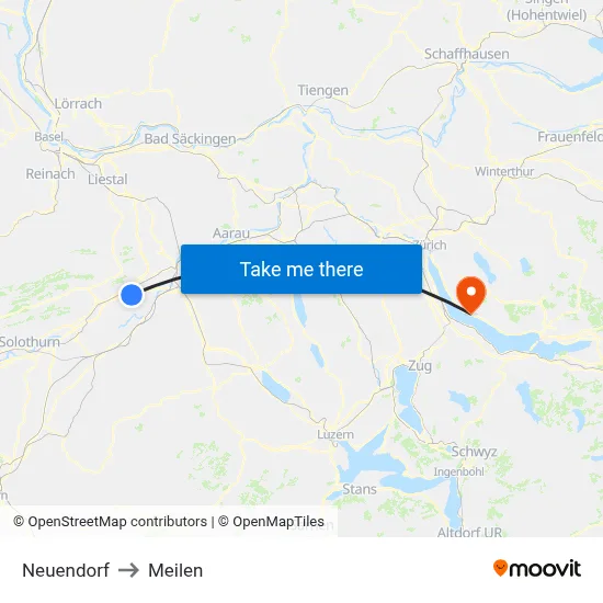 Neuendorf to Meilen map