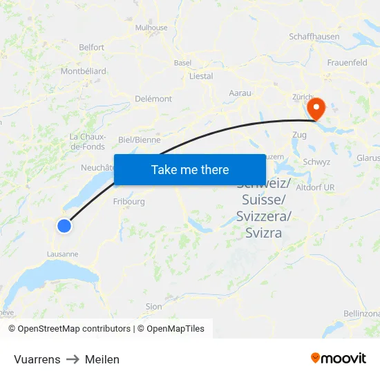 Vuarrens to Meilen map