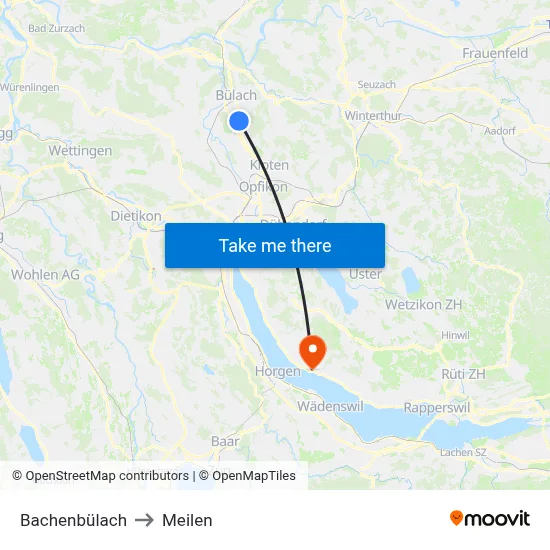 Bachenbülach to Meilen map