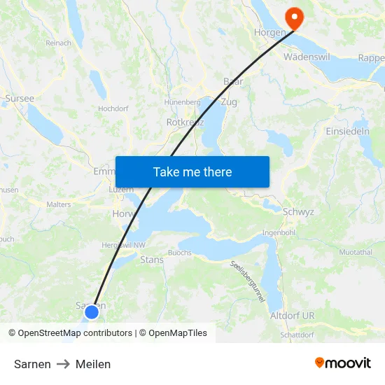Sarnen to Meilen map