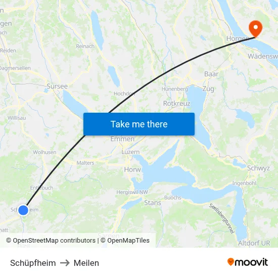 Schüpfheim to Meilen map